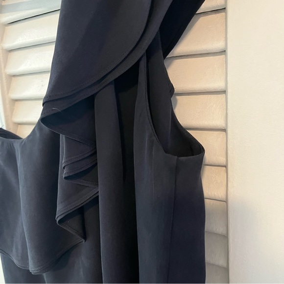 Theory Asymmetrical, One-shoulder Silk Blouse with Ruffle - Picture 6 of 12